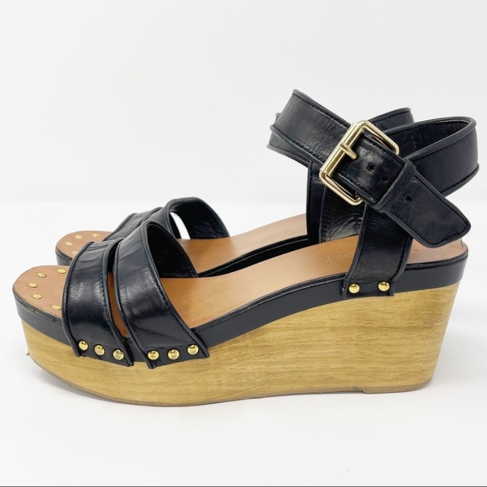 Topshop Wedge Platform Sandals Black Size 8